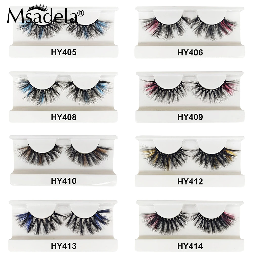 Rainbow Colored Lashes Bulk Wholesale Party 5D Mink Lashes Fluffy 25MM Mink Eyelashes Box Package 3D Fake Eyelashes Makeup Tools