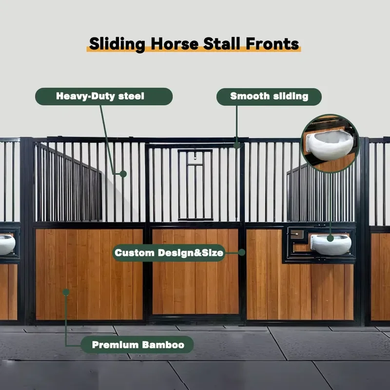 Custom Size OEM Sliding Door Steel Frame Painted European Horse Stable with Enclosure