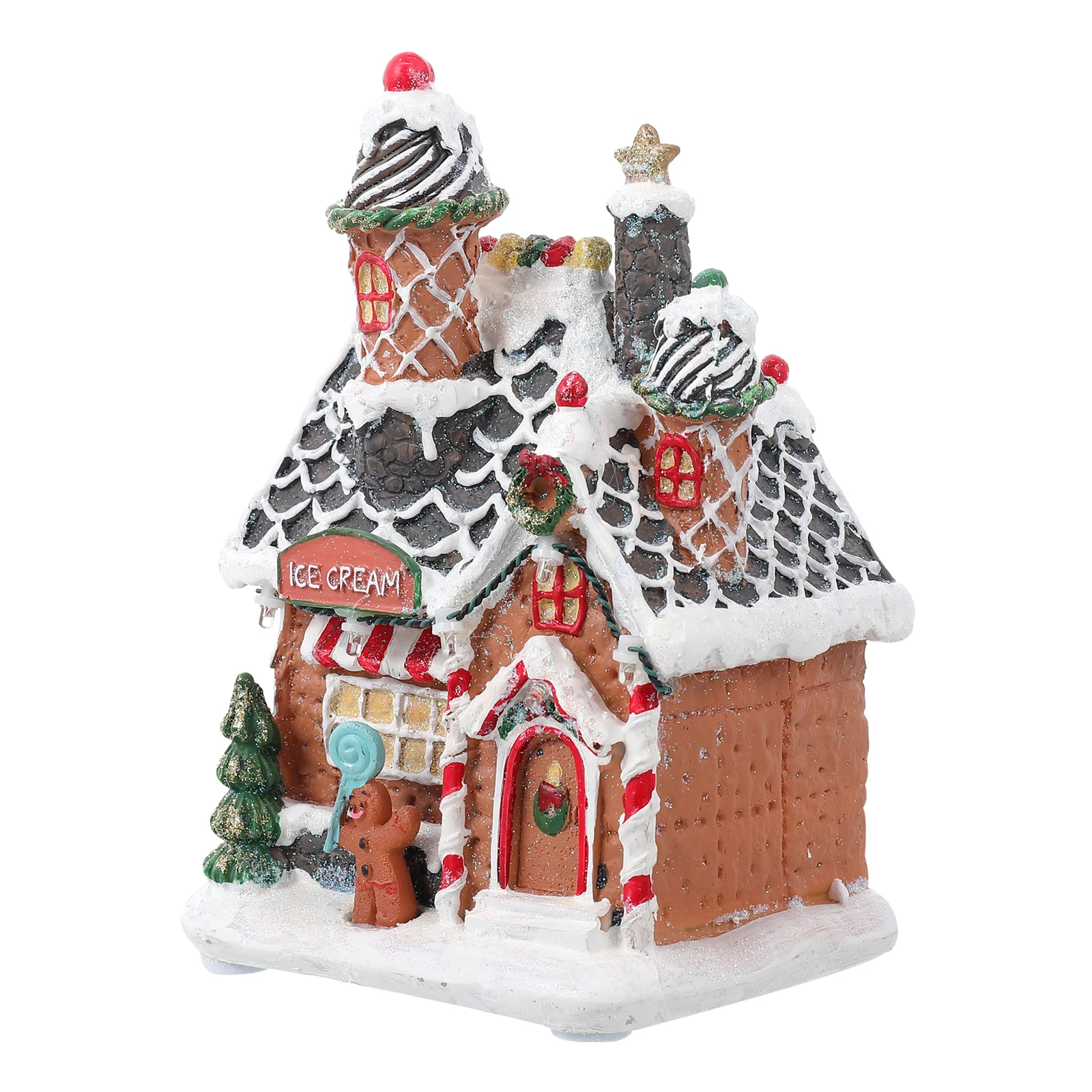 

Glowing Cookies House Snow Table Centerpieces Scene Lamp Luminous Desktop Decor Scenery Night Light