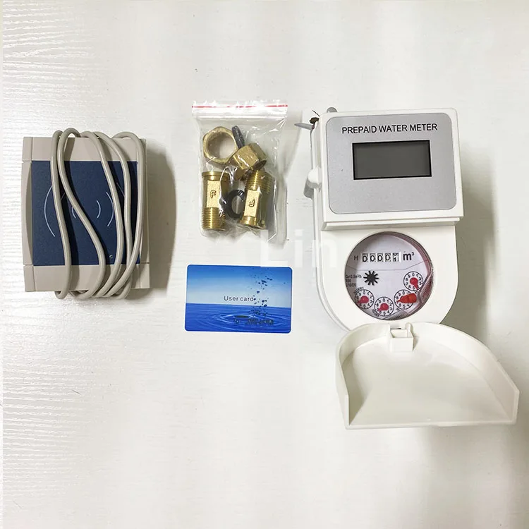 Smart IOT Lorawan Digital Display IC Card Type DN15 DN32mm Prepaid Water Meters With Software