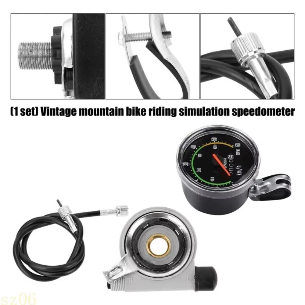 Bicycle Speedometer Analog Mechanical Odometer With Hardware Cycling Stopwatch Style for 24”-27.5” Bicycle