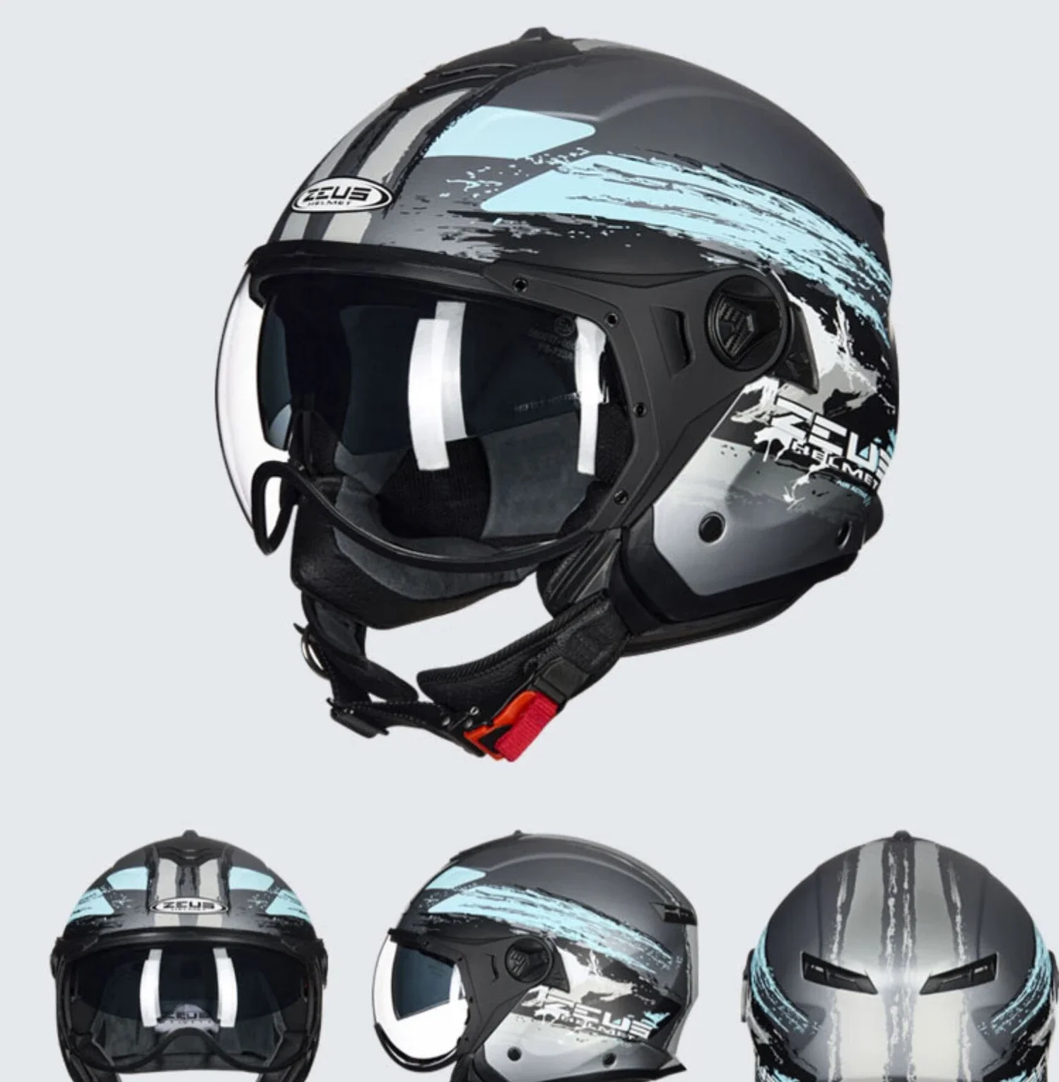 3/4 Open Face Helmet Male Female Universal for All Seasons Motorcycle Half Helmet Double Lens Large Size Summer Capacete Casco