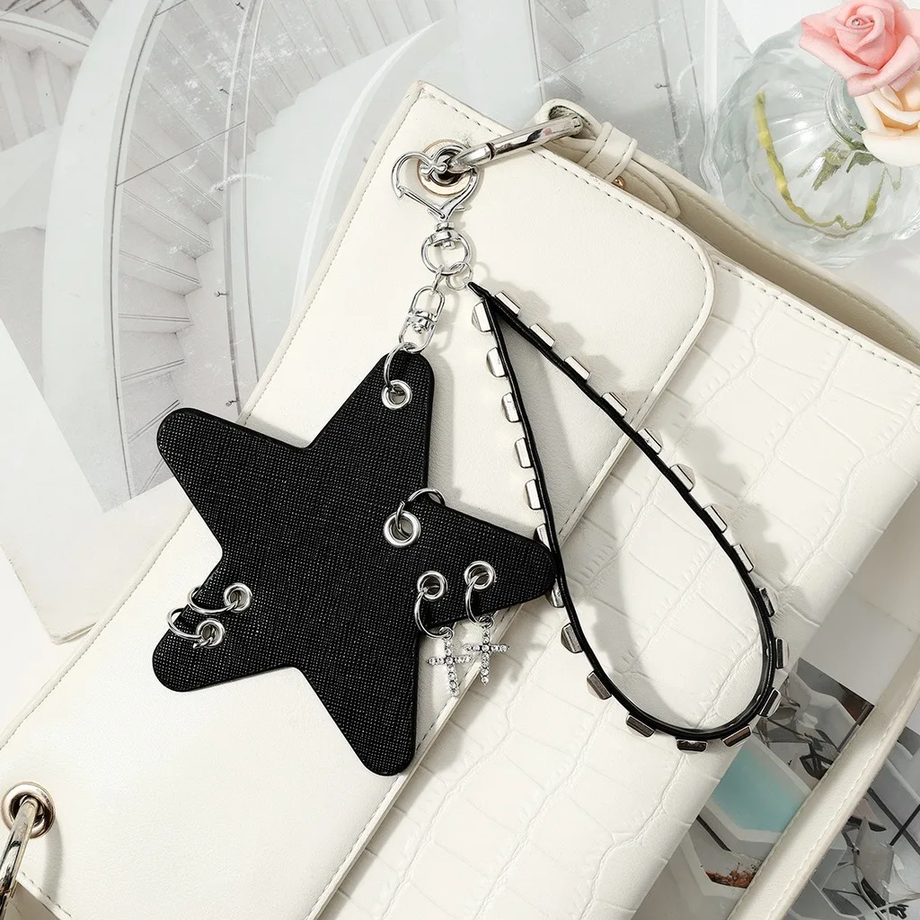 Leather Bag Pendant Dark Five-Pointed Star Key Chain Key Chain Pendant Exquisite Leather Key Chain For Fashion Styling Crossbody