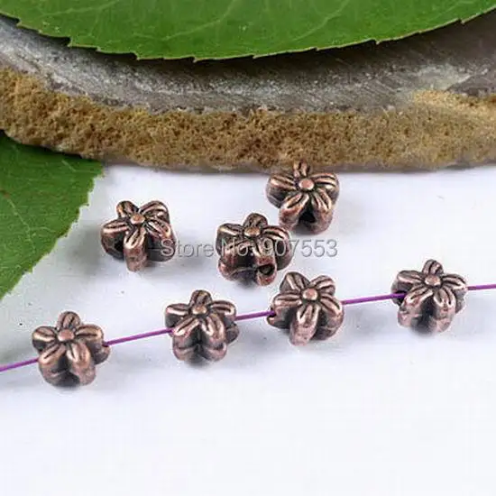 

50pcs Copper Tone Plum Flower Spacer Beads H1916 Beads for Jewelry Making