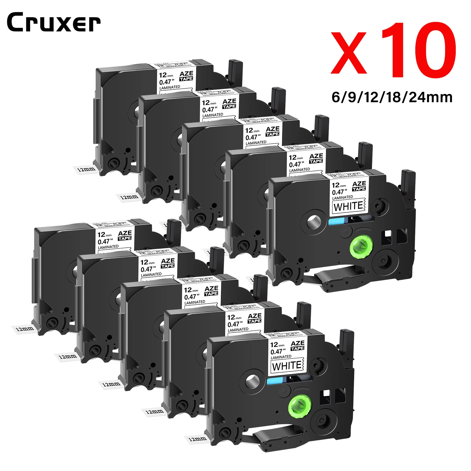 5/10 Pack AZE-231 Tapes Compatible for Brother P-Touch TZ-231 TZe-241 Black on White 12mm General Purpose Laminated Labelling
