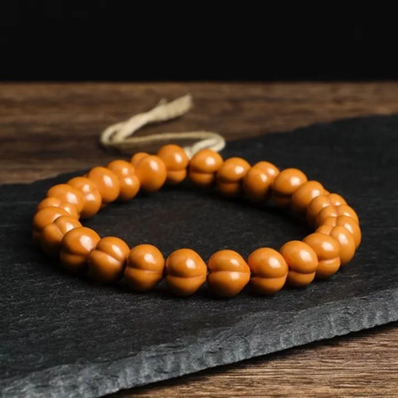 Finely Polished Monkey Bodhi Bracelet, Peach-Shaped Carving, New Style, Single Strand