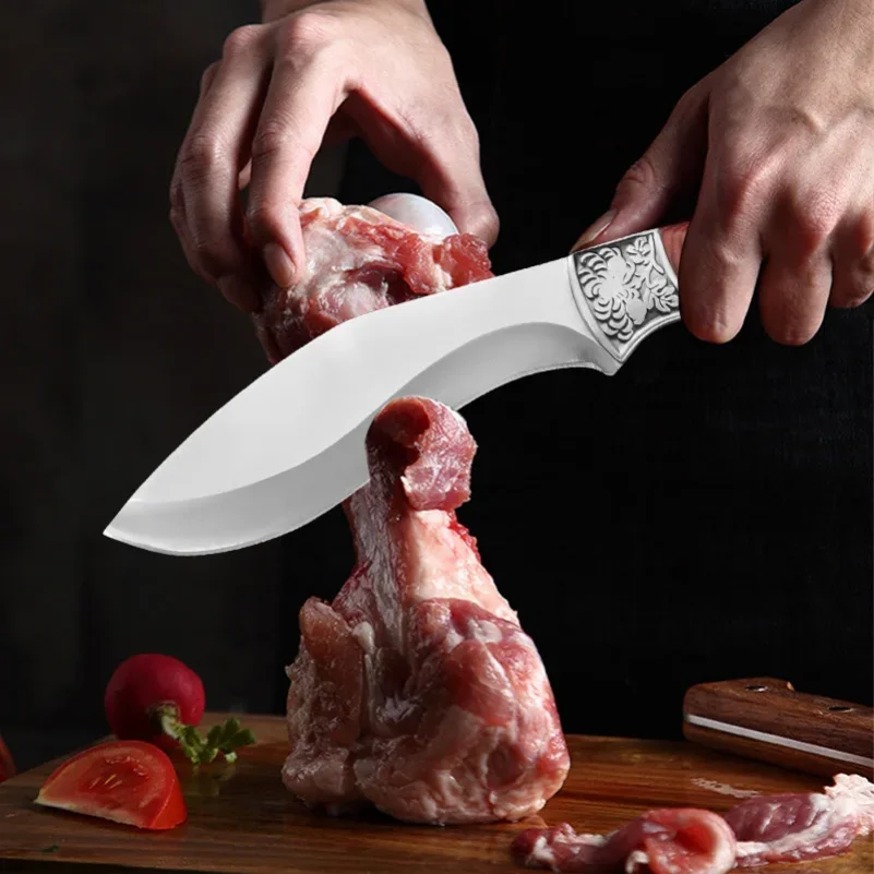 Butcher Boning Knife Stainless Steel Meat Fish Fruit Vegetables Chopping Slicing Kitchen Chef Knife Cleaver Knife with Cover