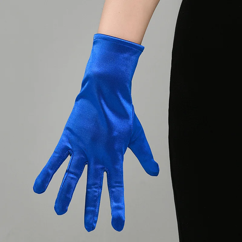 Women’s Short Satin Gloves Wrist-Length Dress Gloves for Evening Party Wedding Cocktail Formal Events Performances