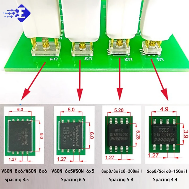 

1pc Sop8/w-son Chip Download Burn Write Probe Spring Needle Flash Eeprom Chip Burner Cable