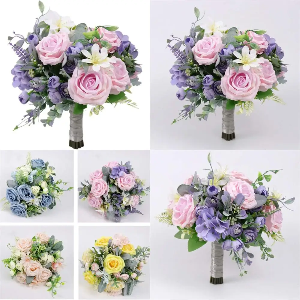 

Pink and Purple Rose Peony Blend Bridal and Bridesmaid Toss Bouquet