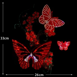 DIY Clothing Decorations with New Red Butterfly Pattern Hot Diamond Patches That Require Ironing