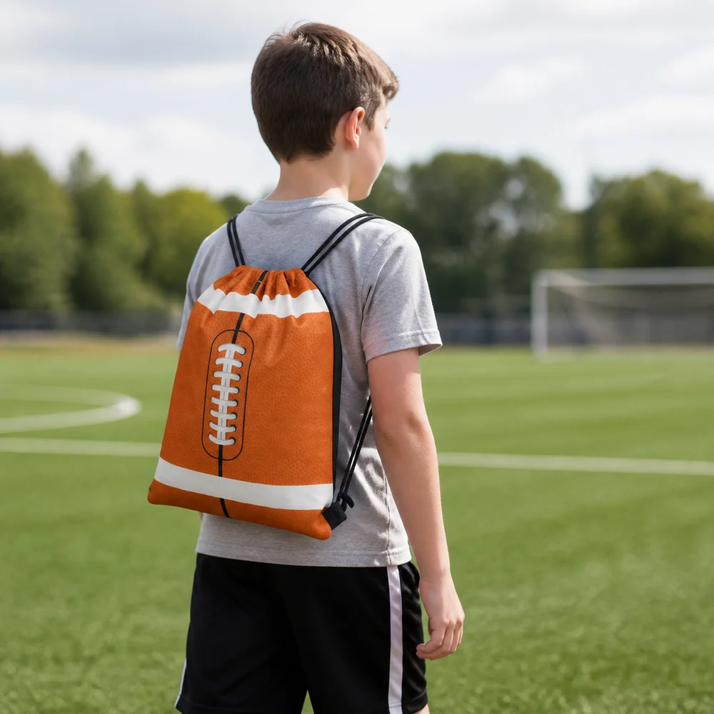 New Polyester Drawstring Backpack Hand Carry Ball Pattern Cinch Sack Adjustable Multi-Purpose String Closure Backpack For Gym