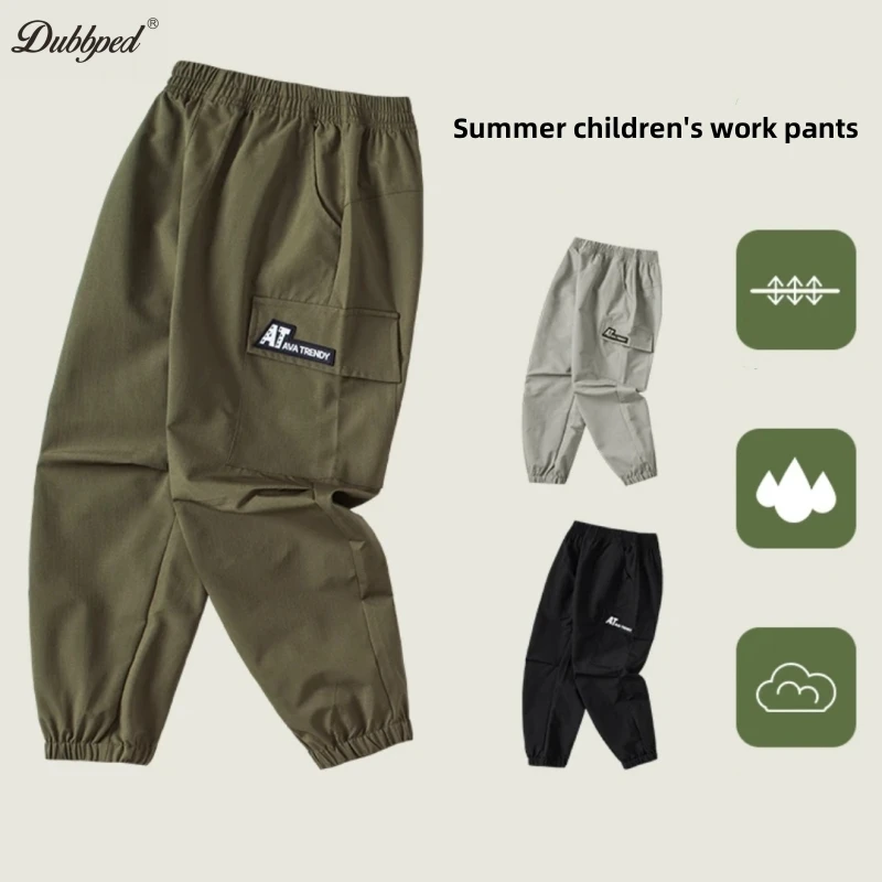 Dubbped summer Kids Work pants Solid Casual Loose Pants Korean Style Trousers jogging Girls Boys  Pants Children´s Clothes 4-16Y