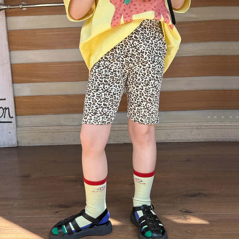 Kids Girls Leggings Leopard Print Sports Pants for Children Clothes Casual Soft Comfortable Short Pants Teenager Girl Yoga Pants