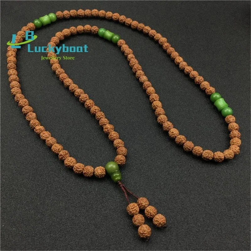 

Избранный 8 мм натуральный 5-лепестковый браслет Рудракша, буддийский 108 четки, мала-браслеты или длинное ожерелье для мужчин и женщин, Прямая поставка