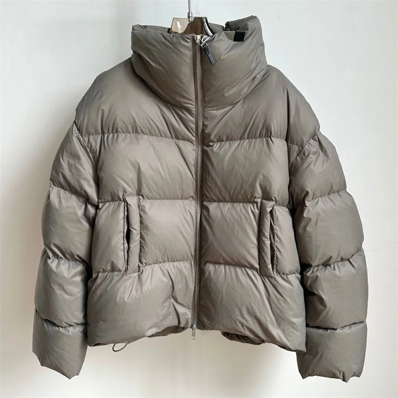 Chaqueta de plumón para mujer, abrigos rellenos de plumón de pato blanco 90 para otoño 2025, abrigo grueso a prueba de viento con cuello levantado y2k, abrigos para mujer