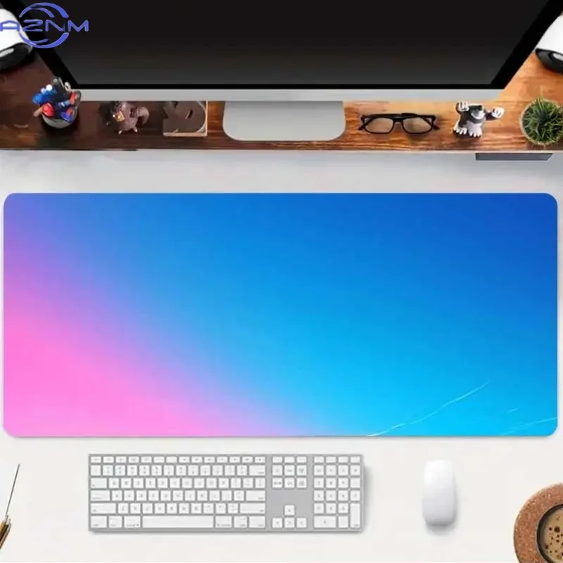 1 Large Extended Mouse Pad with Rubber Base and Smooth Surface - Table Mat, Pink Gradual Change Design (turquoise to Magenta), S
