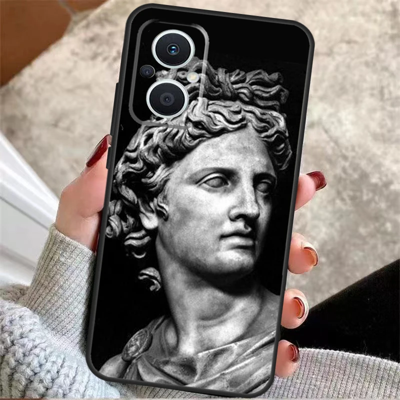 Greek God Statue Face Case For OPPO Reno 8 7 Lite Reno 3 4 5 6 Lite 8T 4Z 5Z Find X5 X2 X3 Lite Neo X6 Pro Cover