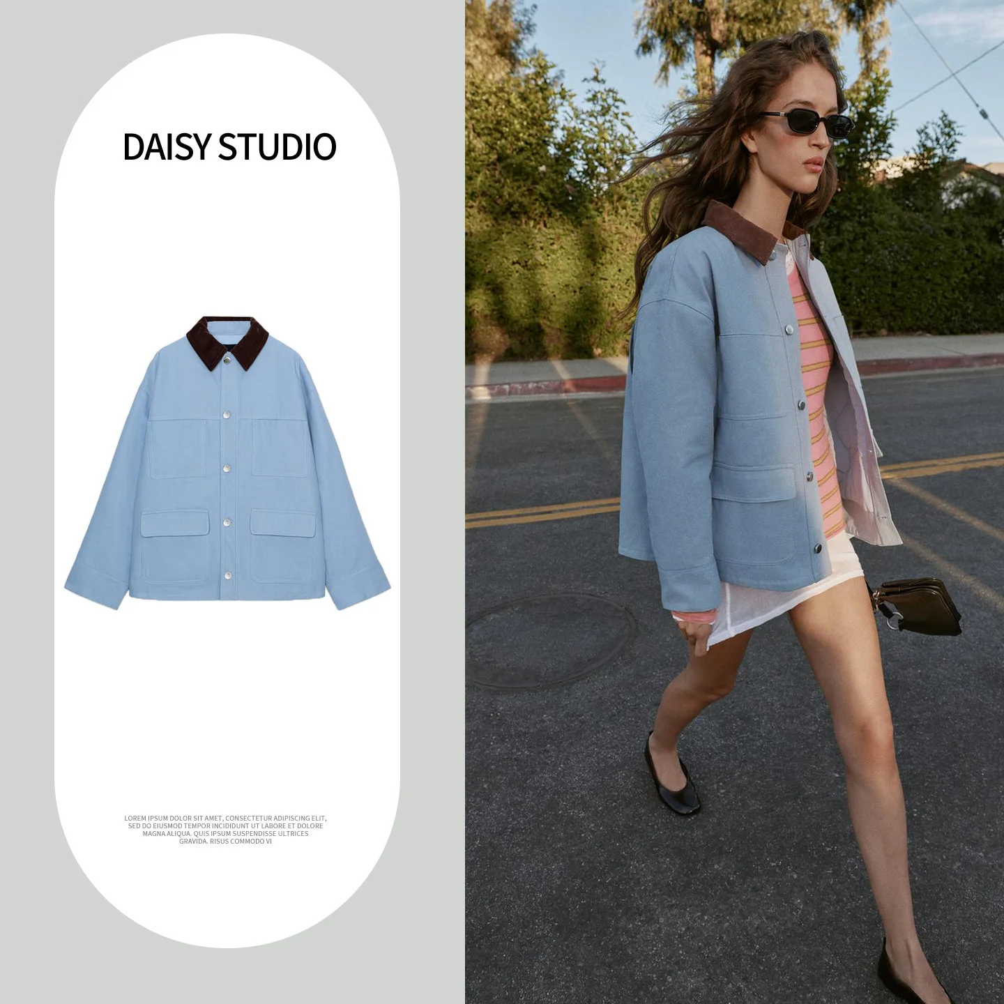 

Spring New Women's Cotton Jacket Metal Button Splicing Collar Long Sleeve Polyester Fiber Casual Style Regular Length Coat