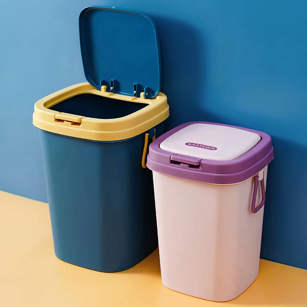 

Trash Can with Lid Garbage Basket Bathroom Container Multiple Occasion Suitable Bin Pp Waste
