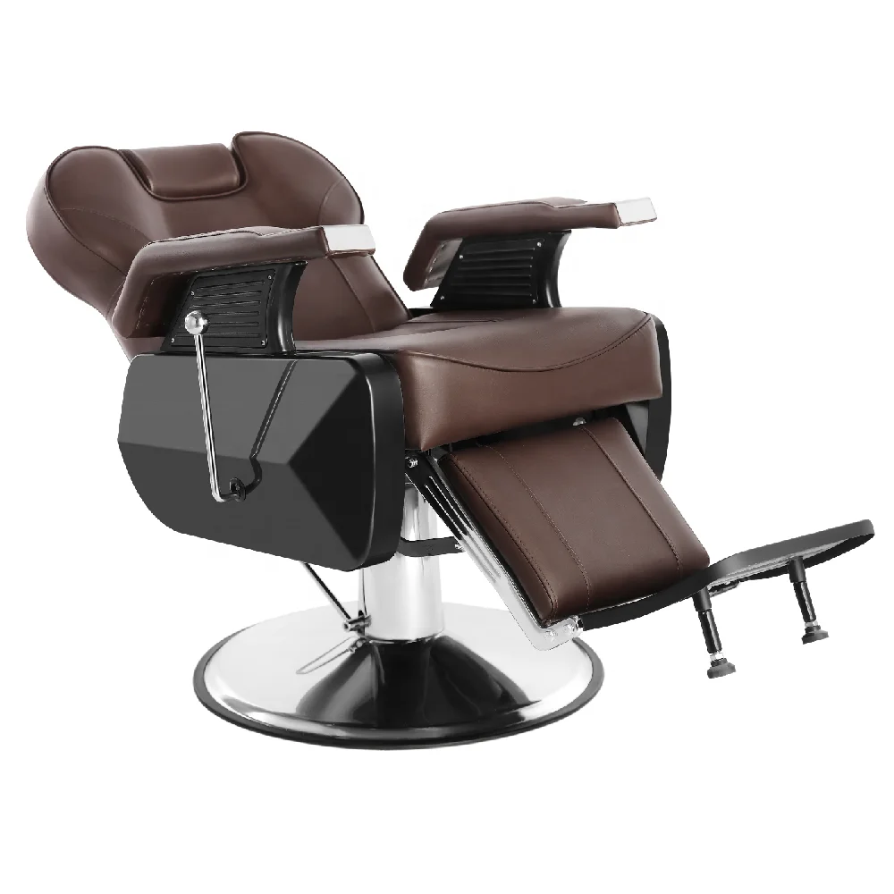 Brown Barber Chair for Barber Shop Cheap Salon Chairs with Reclining Function Beauty Salon Furniture for Barber Salon