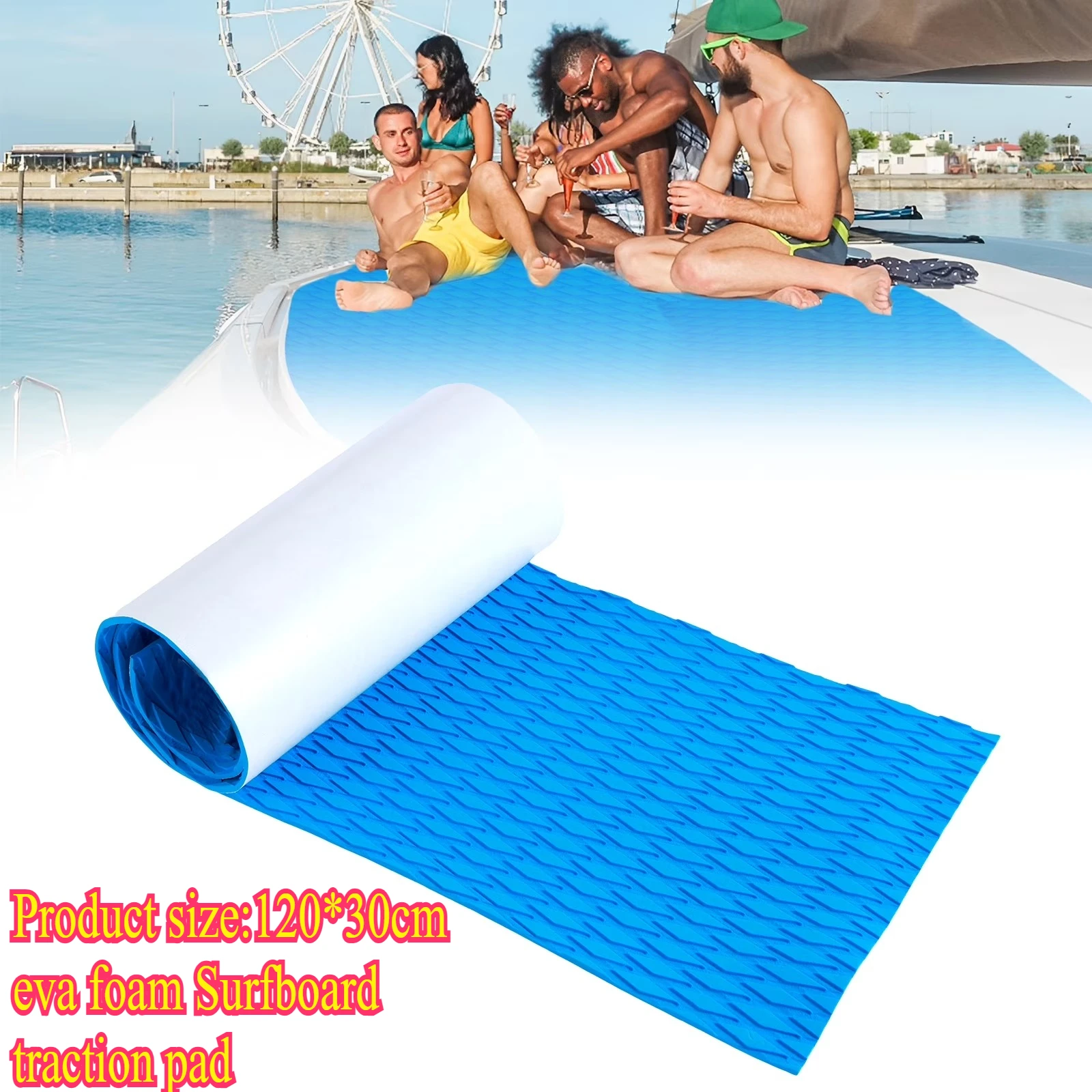

120x30cm Diamond EVA Foam Surfboard Traction Pad Non-Slip Self Adhesive Deck Grip Tail Pad for Surf SUP Paddleboard Skimboard