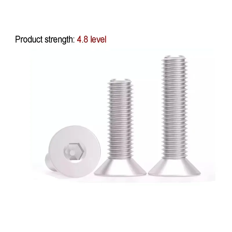 Aluminum 6061 Countersunk Hexagonal Screw Flat Bolt M3 M4 M5 M6 M8 M10 M12