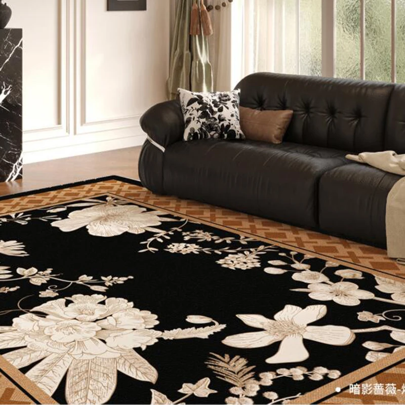Modern Bedroom Decor Carpet Vintage Chinese Style Study Floor Mat Soft Easy to Clean Cloakroom Rug Rectangle Large Carpets
