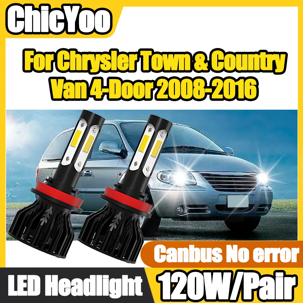 

2X H11 H8 H9 LED Headlight 20000LM Turbo Auto Lamps Canbus No error Car Lights For Chrysler Town & Country Van 4-Door 2008-2016