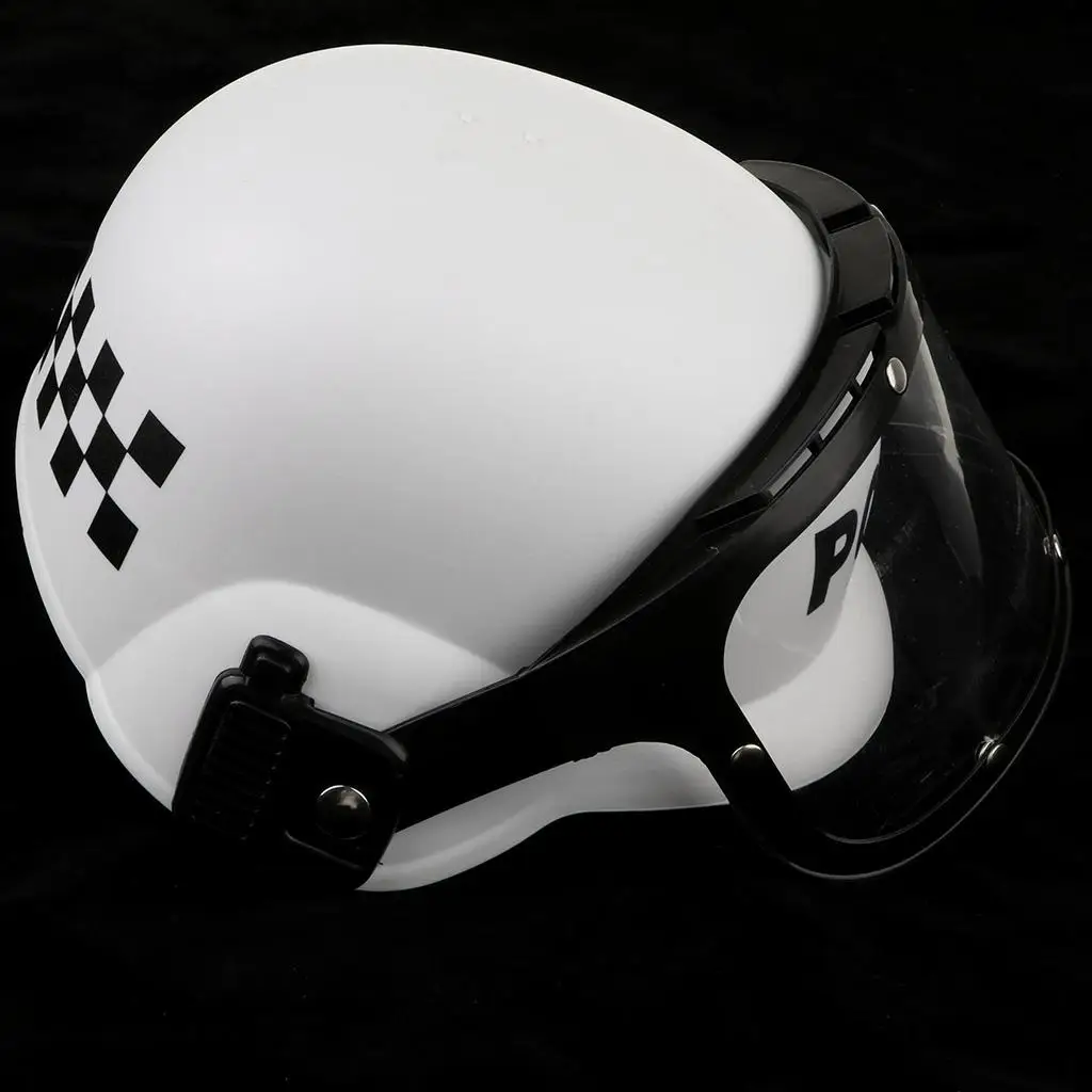 

White Plastic Kids Pretend Play Toy Police Helmet Fancy Dress Up Visor Cap Educational Costume for Theme Party