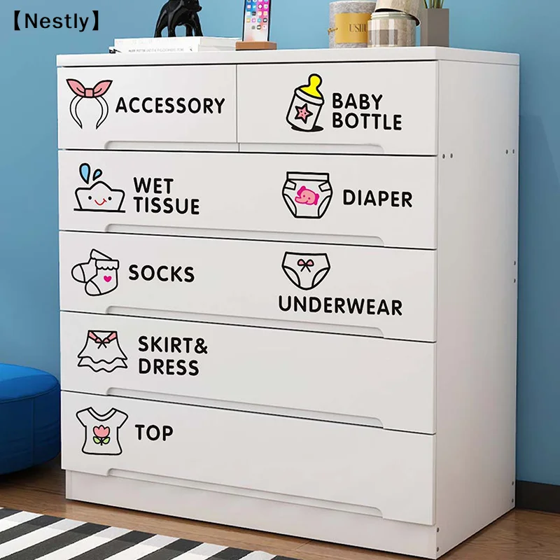 Baby Clothes Stickers Home Decor Wardrobe Sticker Decal Bedroom Classification Cartoon Stickers〔Nest〕