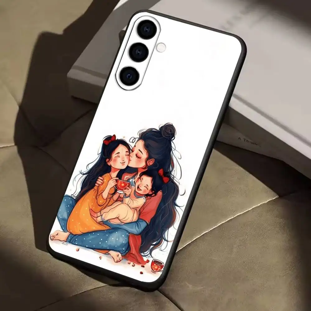 Hermosa madre e hija funda de teléfono para Samsung Galaxy A20,21s,22,31,32,52,53,72,73,80,91 carcasa negra suave