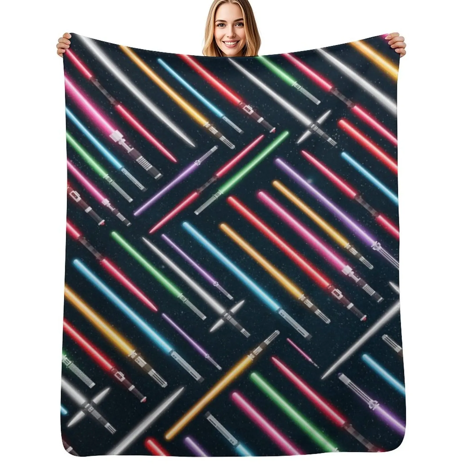 Lightsabers Throw Blanket Bed covers Furry Picnic for sofa Thins Camping Blankets