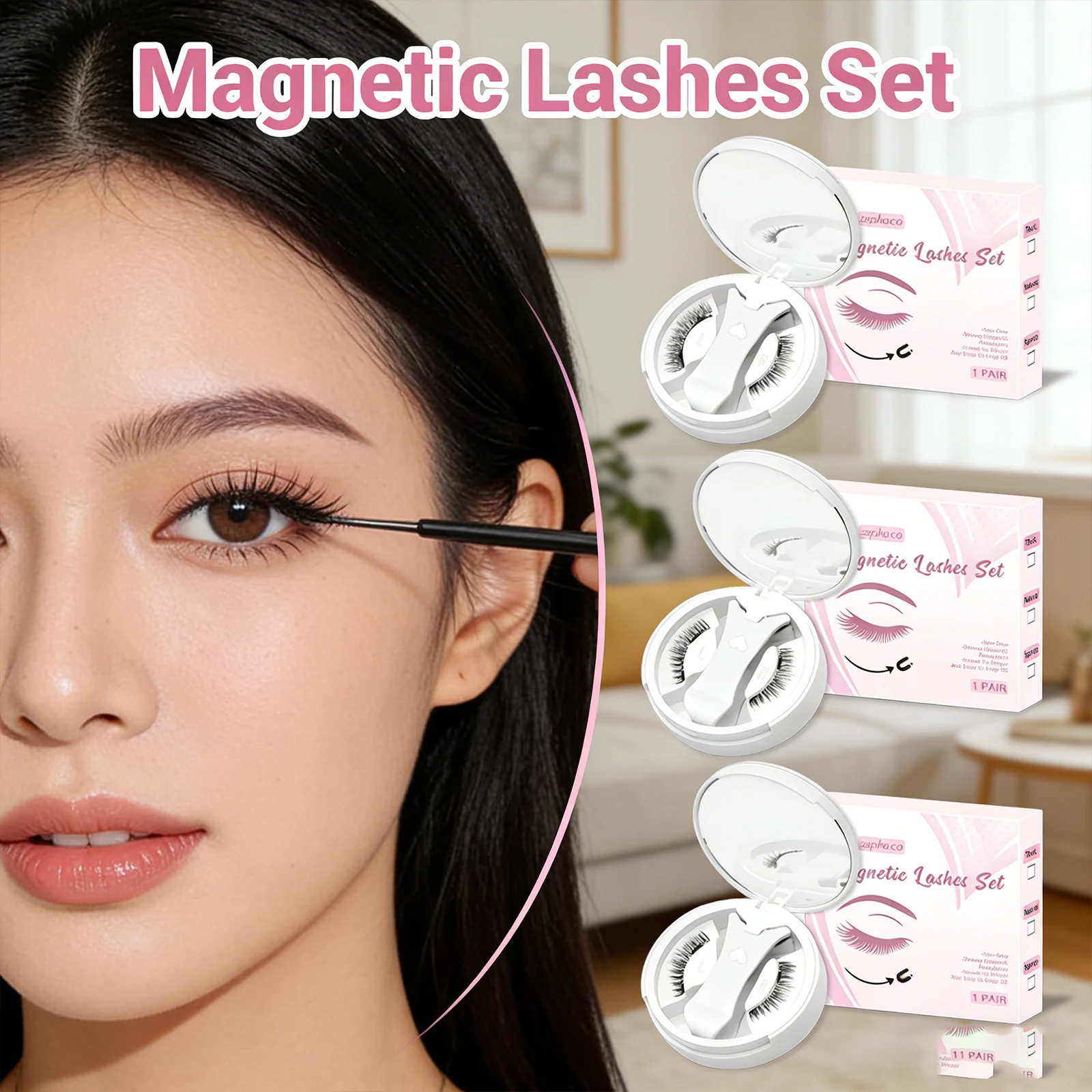 

zephoco Magnetic Lashes Set No Glue Reusable Natural Curly Easy To Wear Light Comfortable Secure Fit For Beginners Daily Makeup