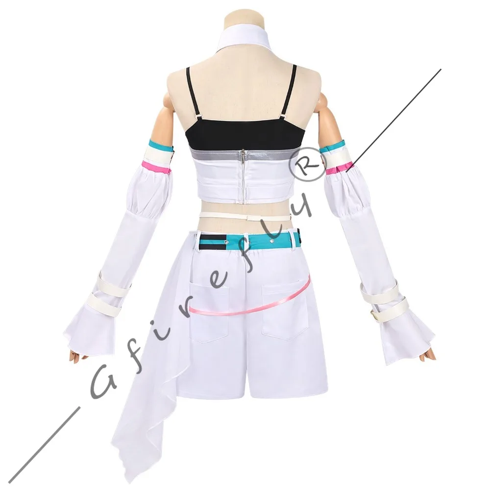 Wuthering Waves Solar5 Lynae Cosplay White Mini Dress Full Set with Bow Accessories Wig Adult Women Halloween Comic Con Costume view 6