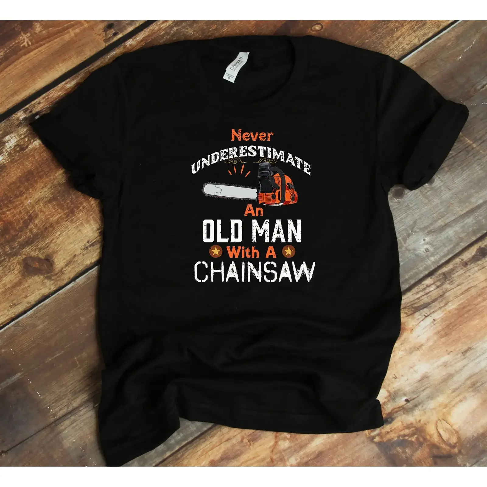 Lumberjack T Shirt Old Man With Chainsaw Lumberman Logging Funny Logger vintage Washed Breathable fashion Soft Unisex graphic