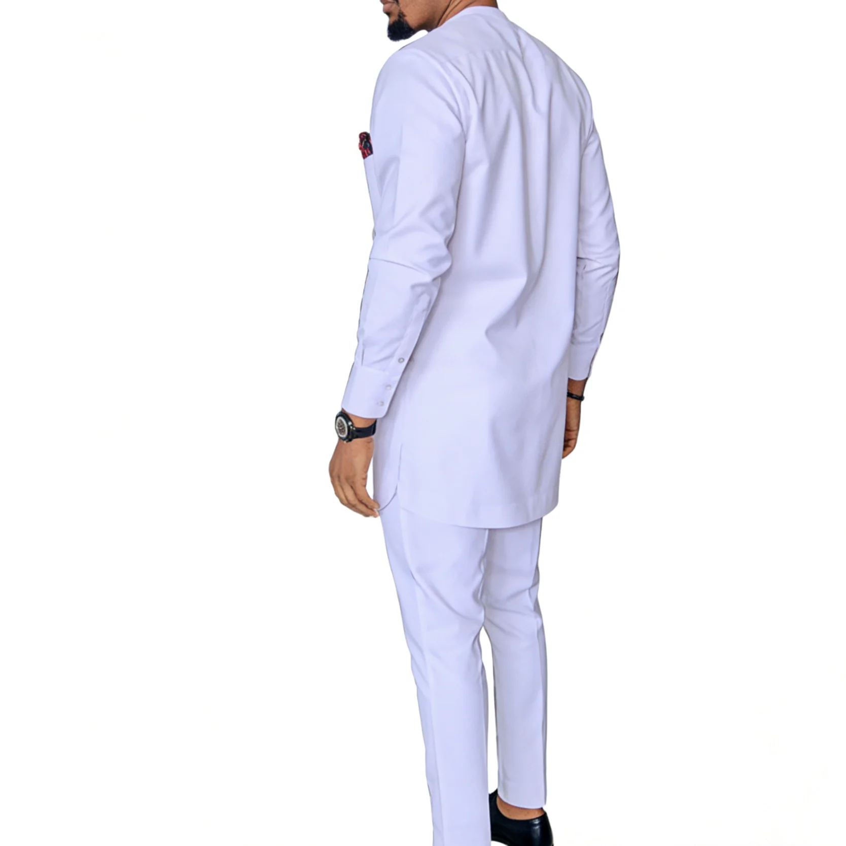 African fashion shirts patch trousers solid white pant sets senator style male groom suits plus size party wear African clothes