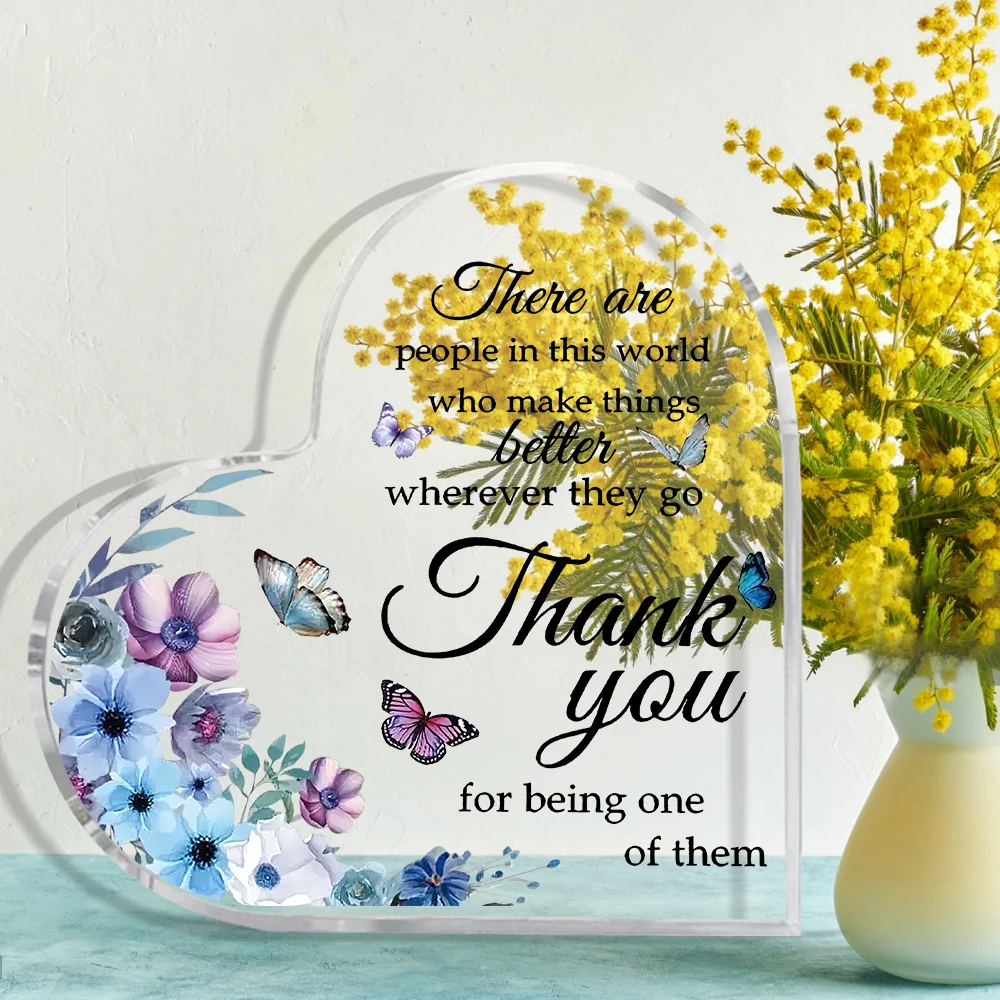 Gratitude Inspirational Saying Heart Acrylic Ornament Appreciation Desktop Decoration