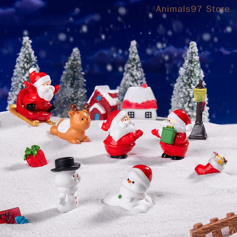 1Pc Hars Nieuwjaar Cadeau Woondecoratie Kawaii Kerstpop Mini Kerstman Sneeuwpop Landschap Ornament