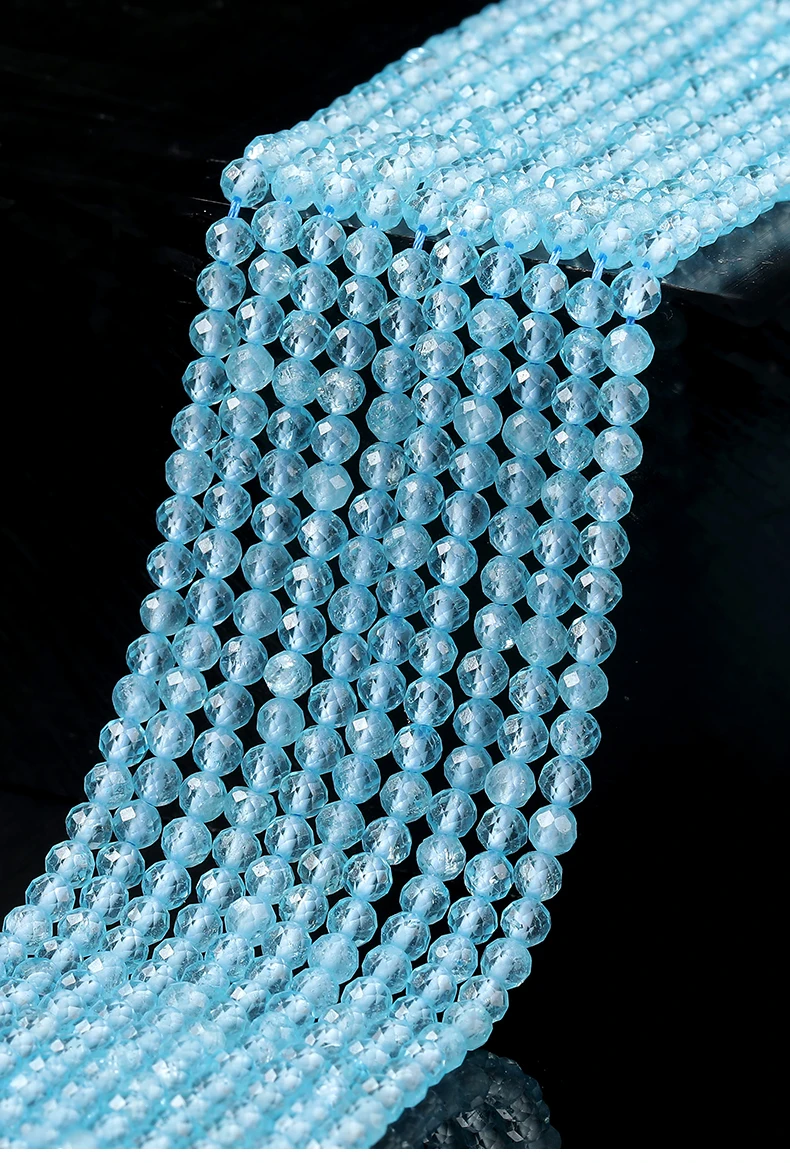 JD Natürliche Facettierte Blaue Topas-Perlen, Hochklare Polierte Edelsteinperlen für DIY-Armband-, Halsketten- und Anhänger-Schmuckherstellung – Detail 2
