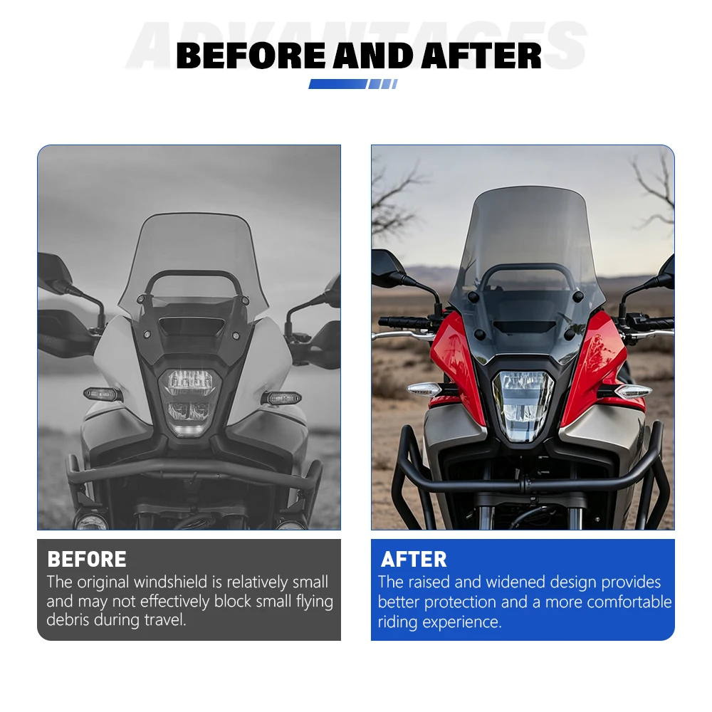 For Honda NX500 NX400 NX 500 NX 400 2024- Motorcycle Windshield Windscreen Heighten Windproof Wind Shield Deflector Accessories