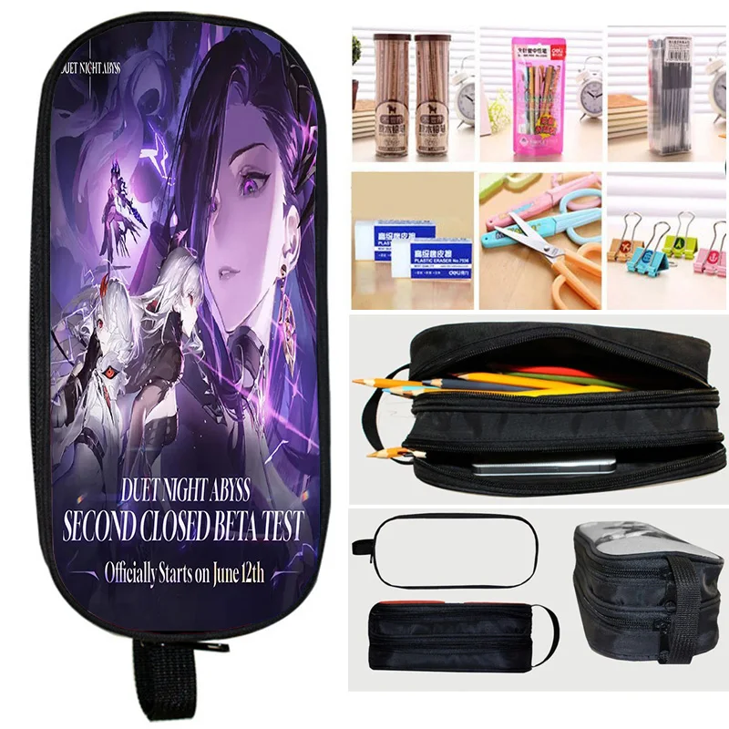 Cool Game Duet Night Abyss Students Pencial Case DUET NIGHT ABYSS Cartoon Pencil Bag Children Makeup Bag Double-layer Pen Case