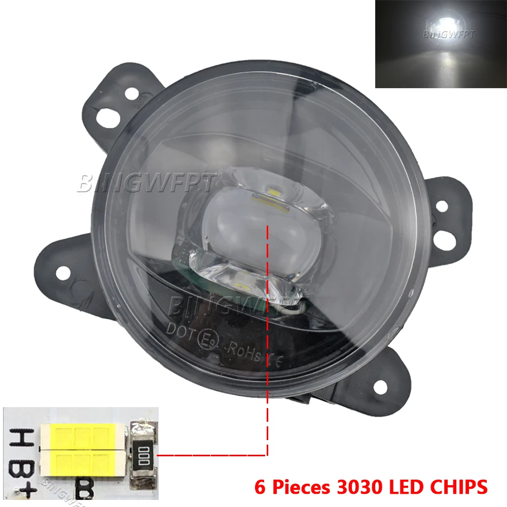 2PCS LED Fog Lights Assembly Lens For Jeep Grand Cherokee 2011 2012 2013 DRL Daytime Running Light