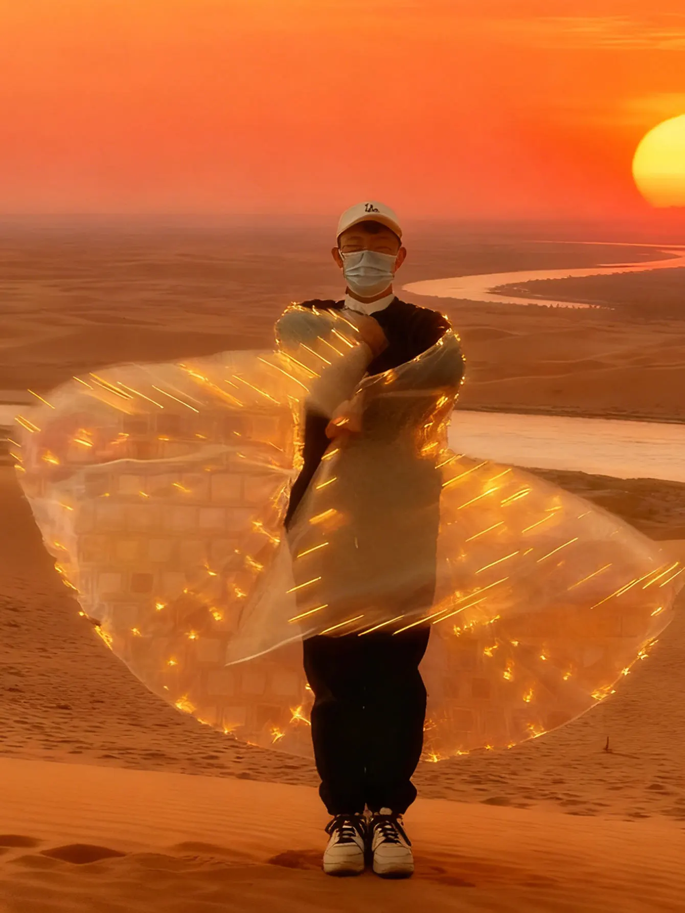 أجنحة الفراشة الراقصة، عباءة بيضاء شبه شفافة، ملحقات مرافقة الأداء، عباءة الاحتفال بالمهرجان #6