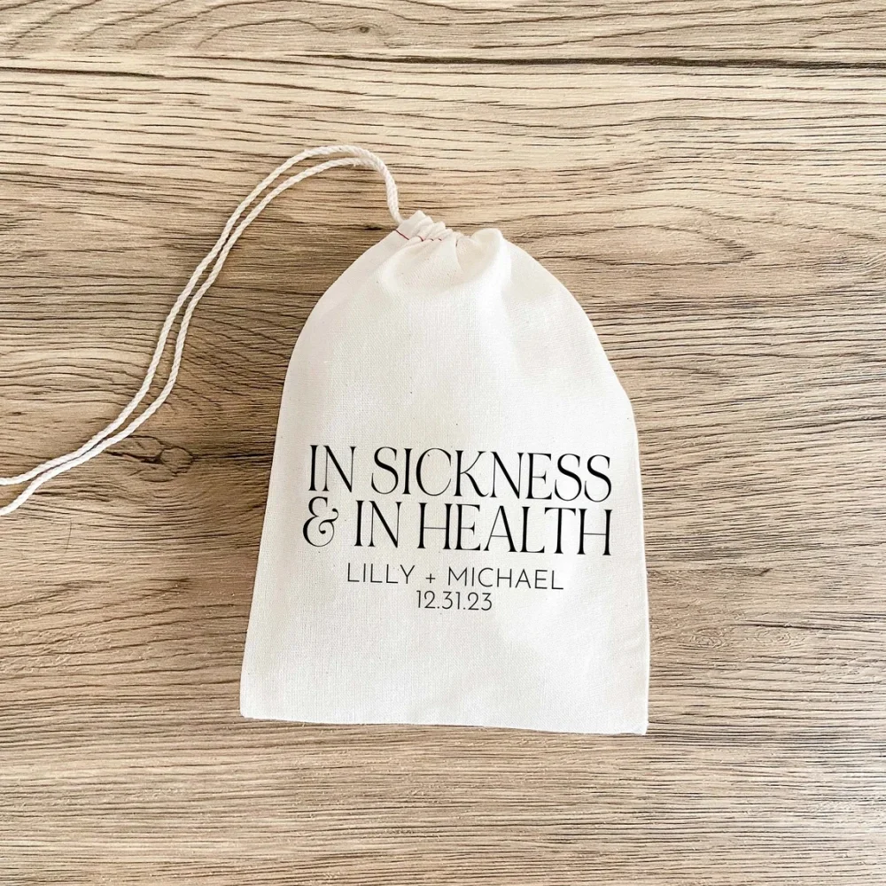 In Sickness And In Health-Wedding Guest Favor-Hangover Kit-Hangover Recovery Kit-Wedding Survival Kit-Modern Favor Bag-Gift Bag