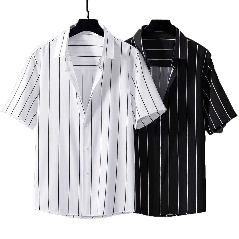 

New fashion Hawaiian striped shirt Short sleeved street wear casual summer shirt