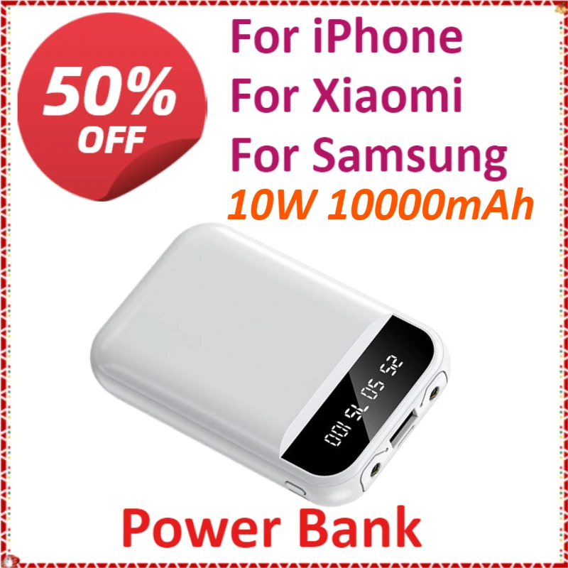 

10W 10000mAh illuminating Power Bank Fast Charging For iPhone For Xiaomi For Samsung Large Capacity With LED Digital Display