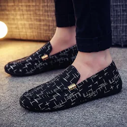 Men Shoes Fashion Loafers Breathable Canvas Sneakers Men Slip-On Casual Shoes Soft Comfortable Non-slip Driving Flats Black Gray