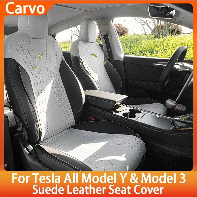 

Suede Leather Seat Cover For New Tesla 2025 Model Y Juniper Model 3 Highland Seat Cushion All Weather Protection Pad Accessories
