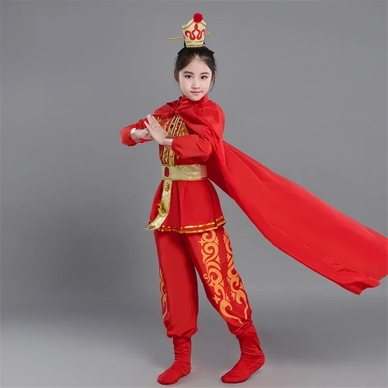 Hua Mulan-Disfraz tradicional chino para niños, ropa de fiesta de actuación en escenario, vestido de baile de Drama de soldado antiguo, 110-160CM